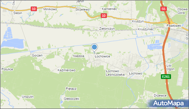 mapa Łochowice, Łochowice gmina Białe Błota na mapie Targeo